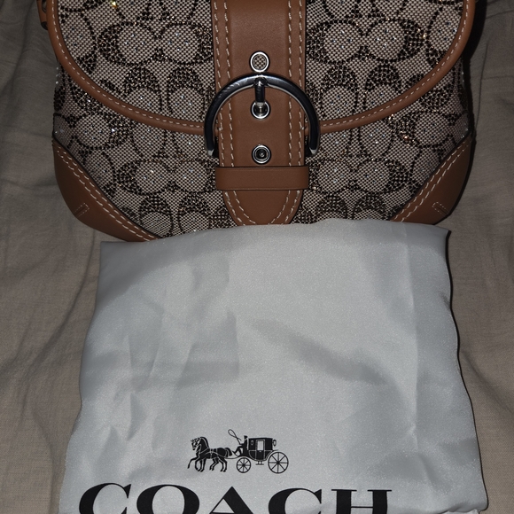 Coach Signature Brown and Tan Saddle Bag - Picture 1 of 13
